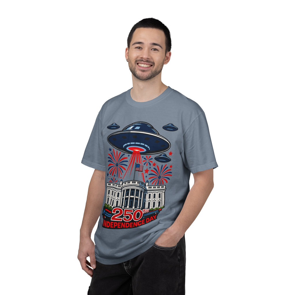 UFO July 4th Shirt, Funny Independence Day Tee, Alien Fireworks T-Shirt, Patriotic UFO Shirt, 4th of July Graphic Tee