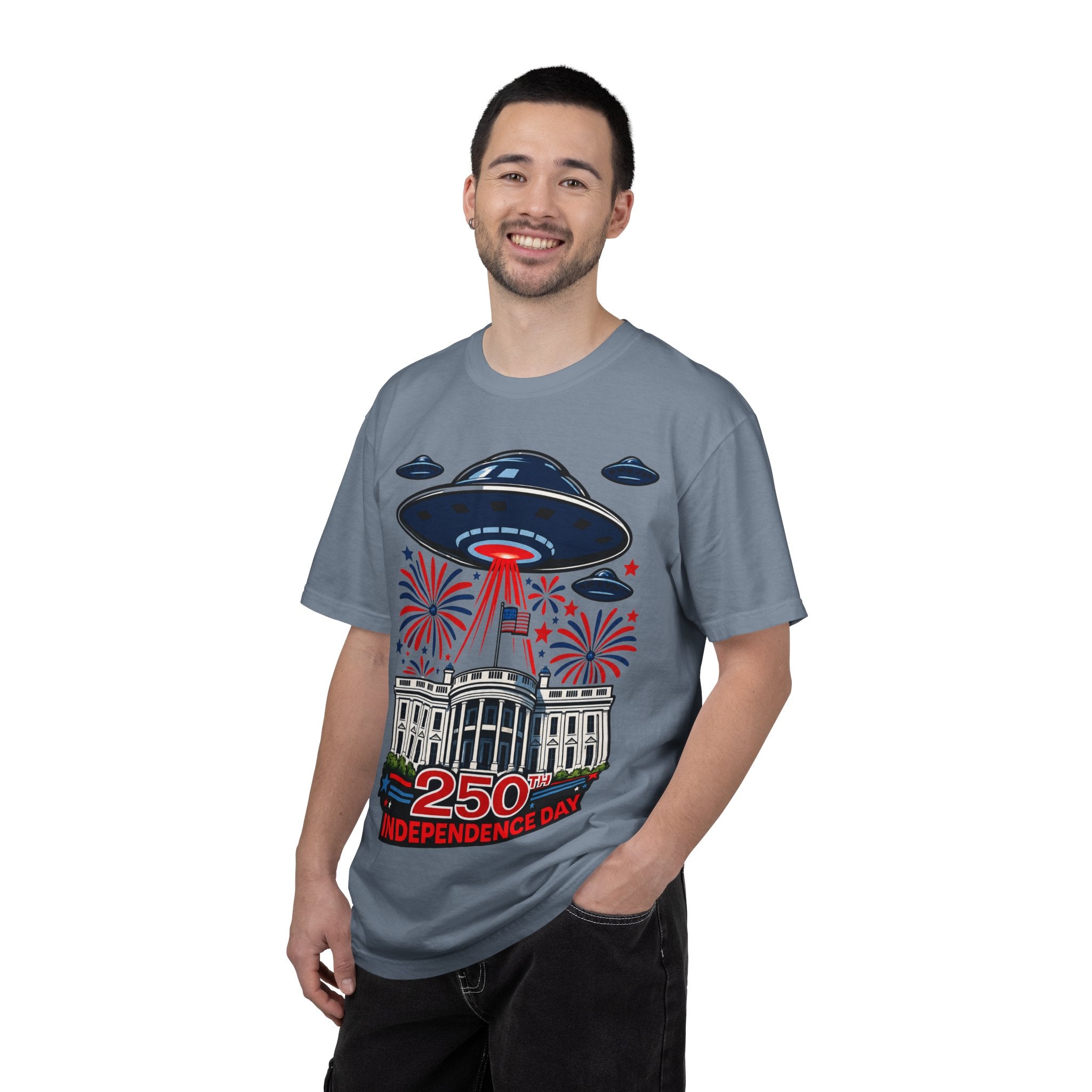 UFO July 4th Shirt, Funny Independence Day Tee, Alien Fireworks T-Shirt, Patriotic UFO Shirt, 4th of July Graphic Tee