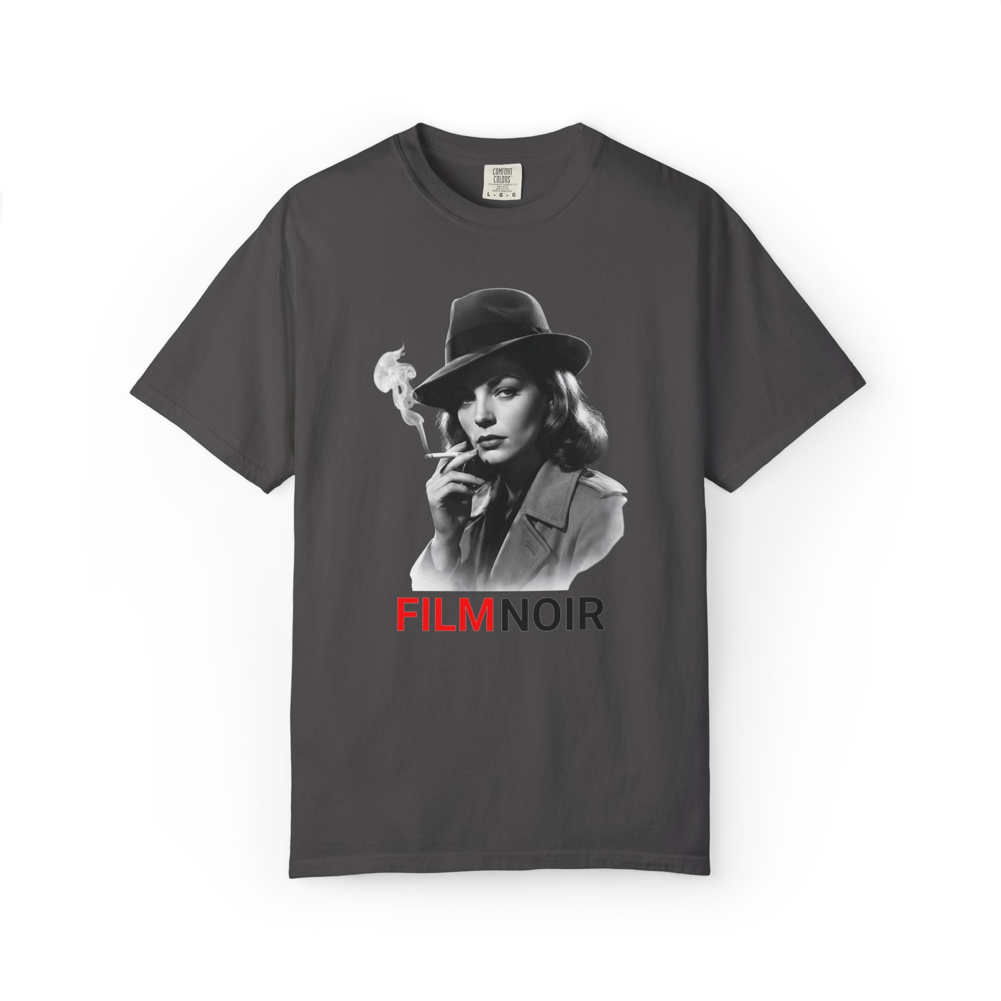 Film Noir Graphic Tee, Vintage Noir Style Shirt, Classic Cinema Aesthetic, Moody Black  Red Film Lover T-Shirt