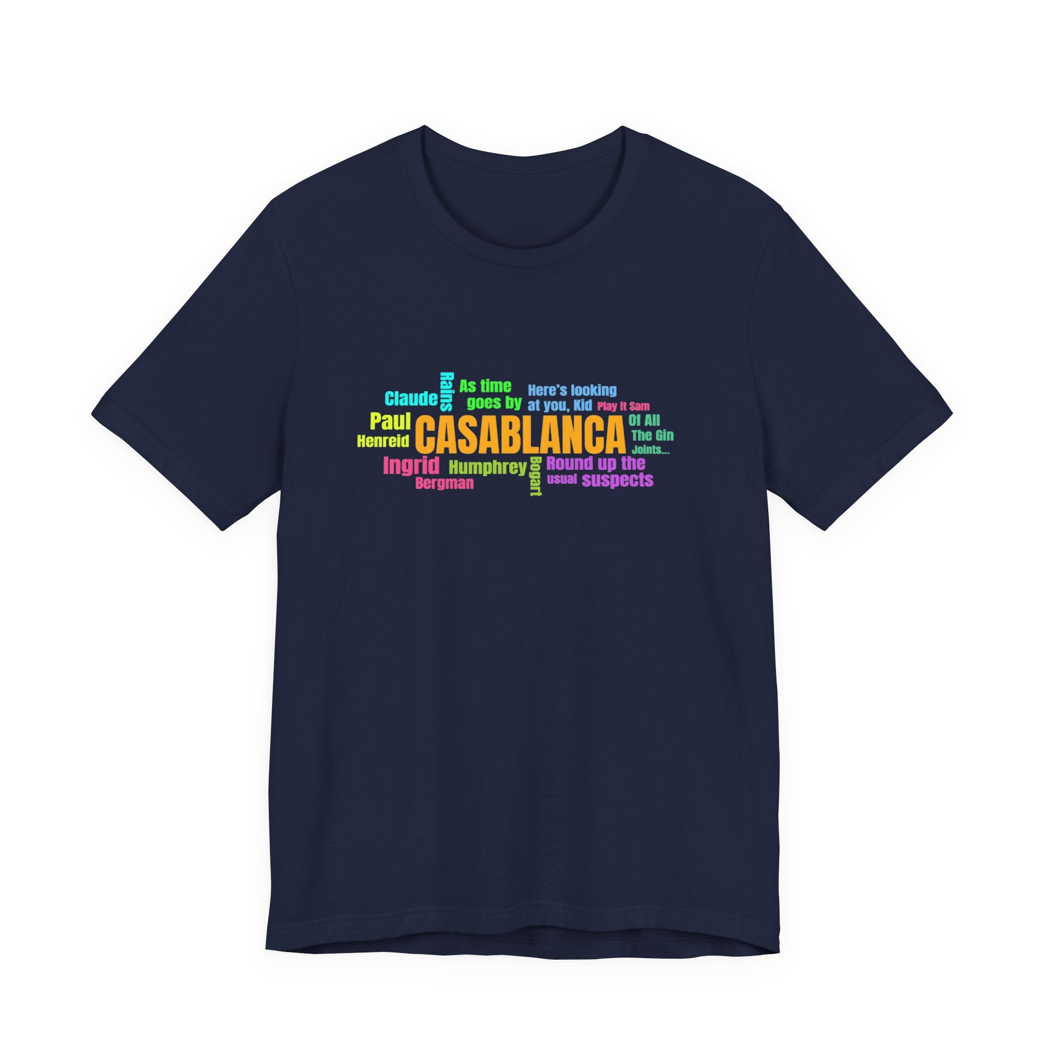 Casablanca Movie T-Shirt, Movie Word Cloud T-Shirt, Classic Film Fan Gift