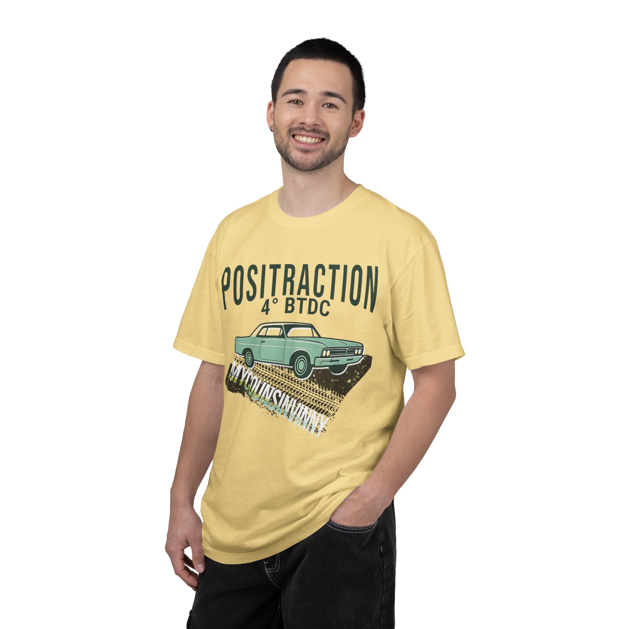Positraction 4 BTDC Vintage Car T-shirt | Classic Muscle Car Tire Track Design