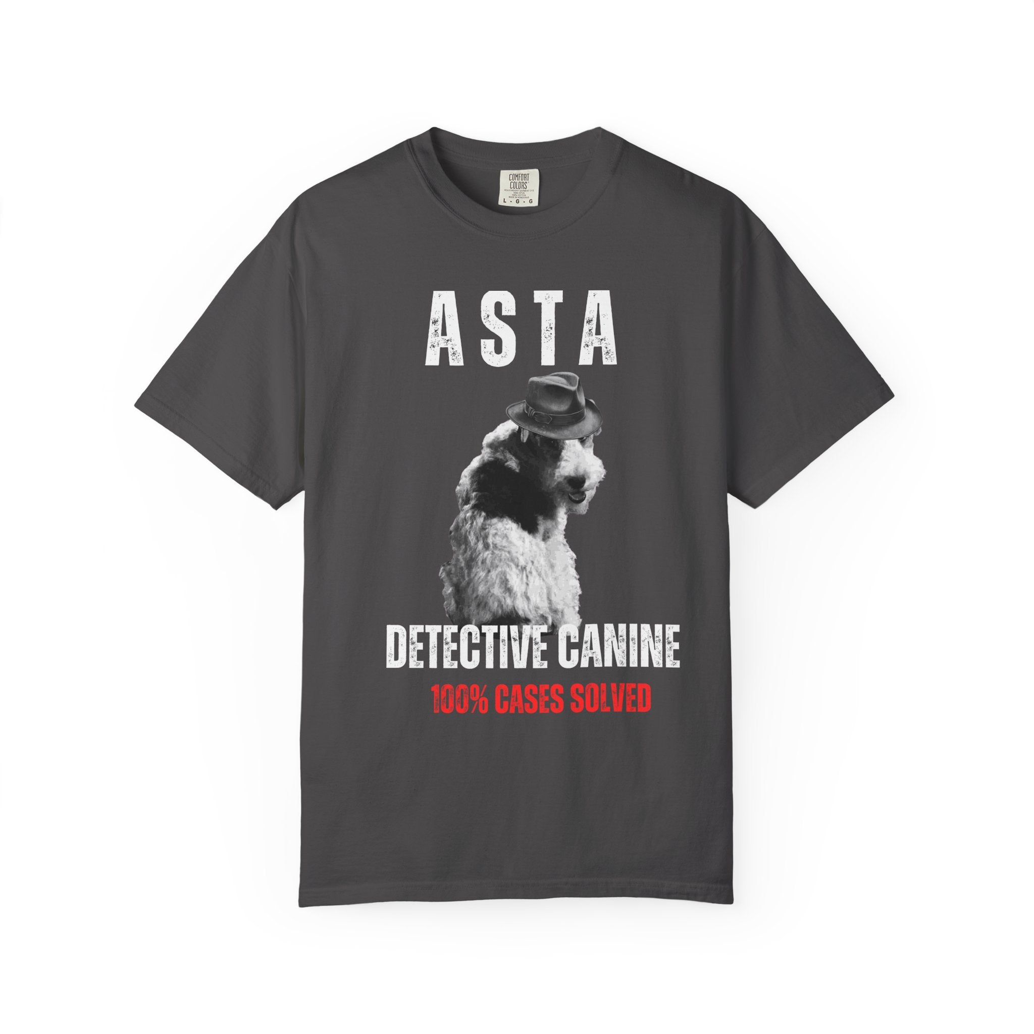 Asta Detective Canine Tee, Funny Dog Shirt, Pet Lover Gift, Canine Comedy Tee, Dog Detective T-Shirt, Unisex Short Sleeve Tee