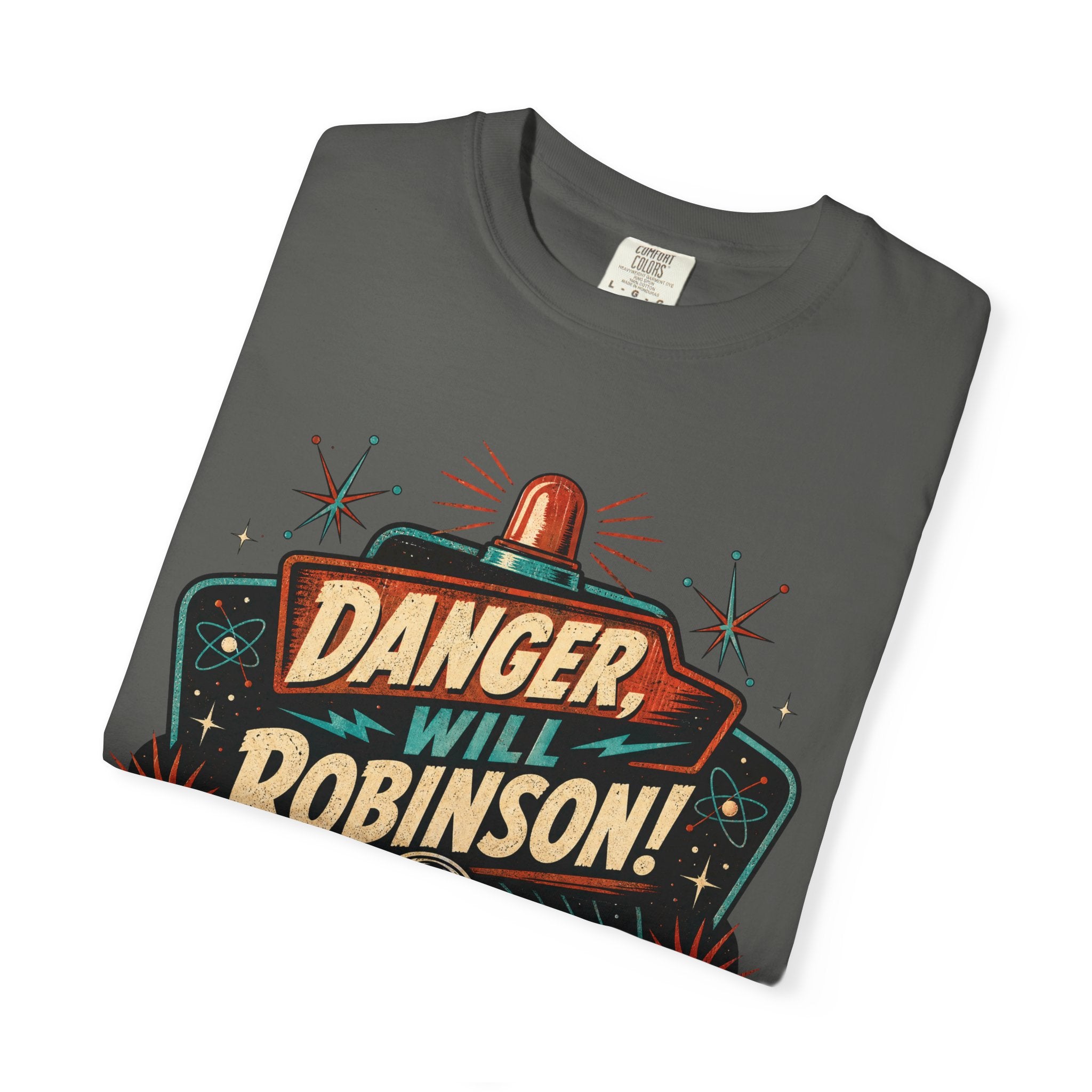 Retro Space Robot Warning Shirt, Funny Sci Fi Danger Tee, Vintage Space Explorer Graphic T-Shirt, Robot Fan Gift