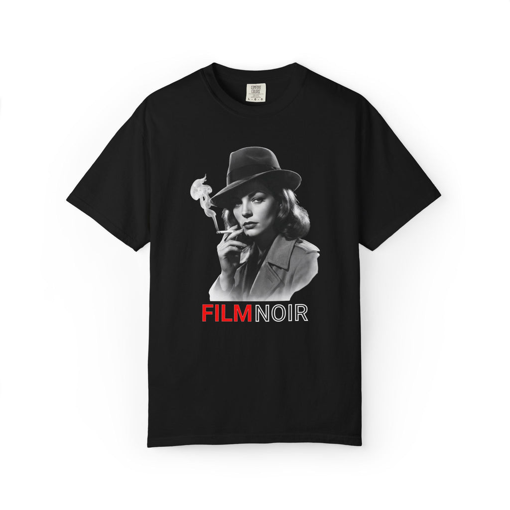 Film Noir Graphic Tee, Vintage Noir Style Shirt, Classic Cinema Aesthetic, Moody Black  Red Film Lover T-Shirt