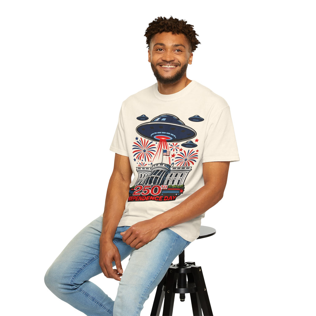 UFO July 4th Shirt, Funny Independence Day Tee, Alien Fireworks T-Shirt, Patriotic UFO Shirt, 4th of July Graphic Tee