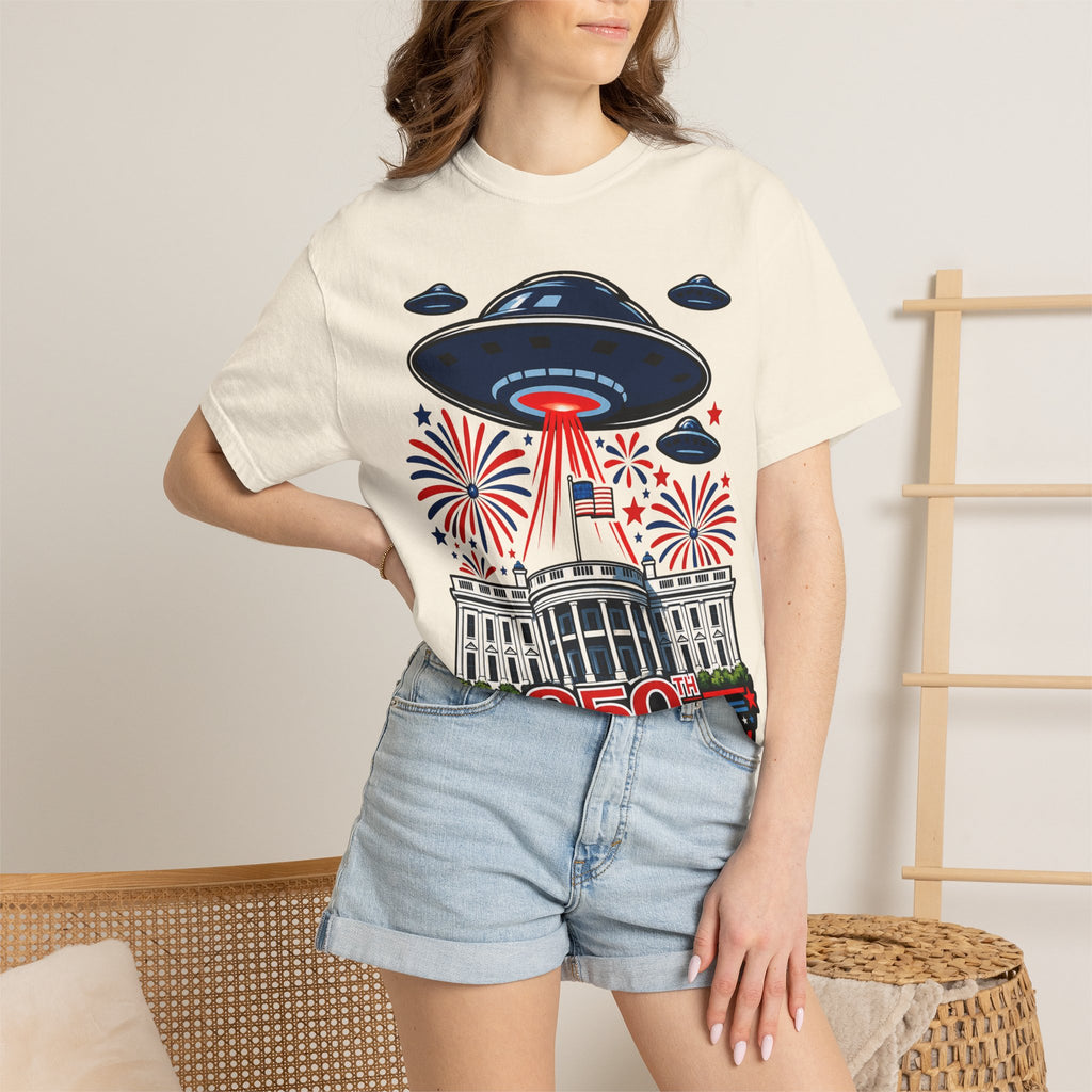 UFO July 4th Shirt, Funny Independence Day Tee, Alien Fireworks T-Shirt, Patriotic UFO Shirt, 4th of July Graphic Tee