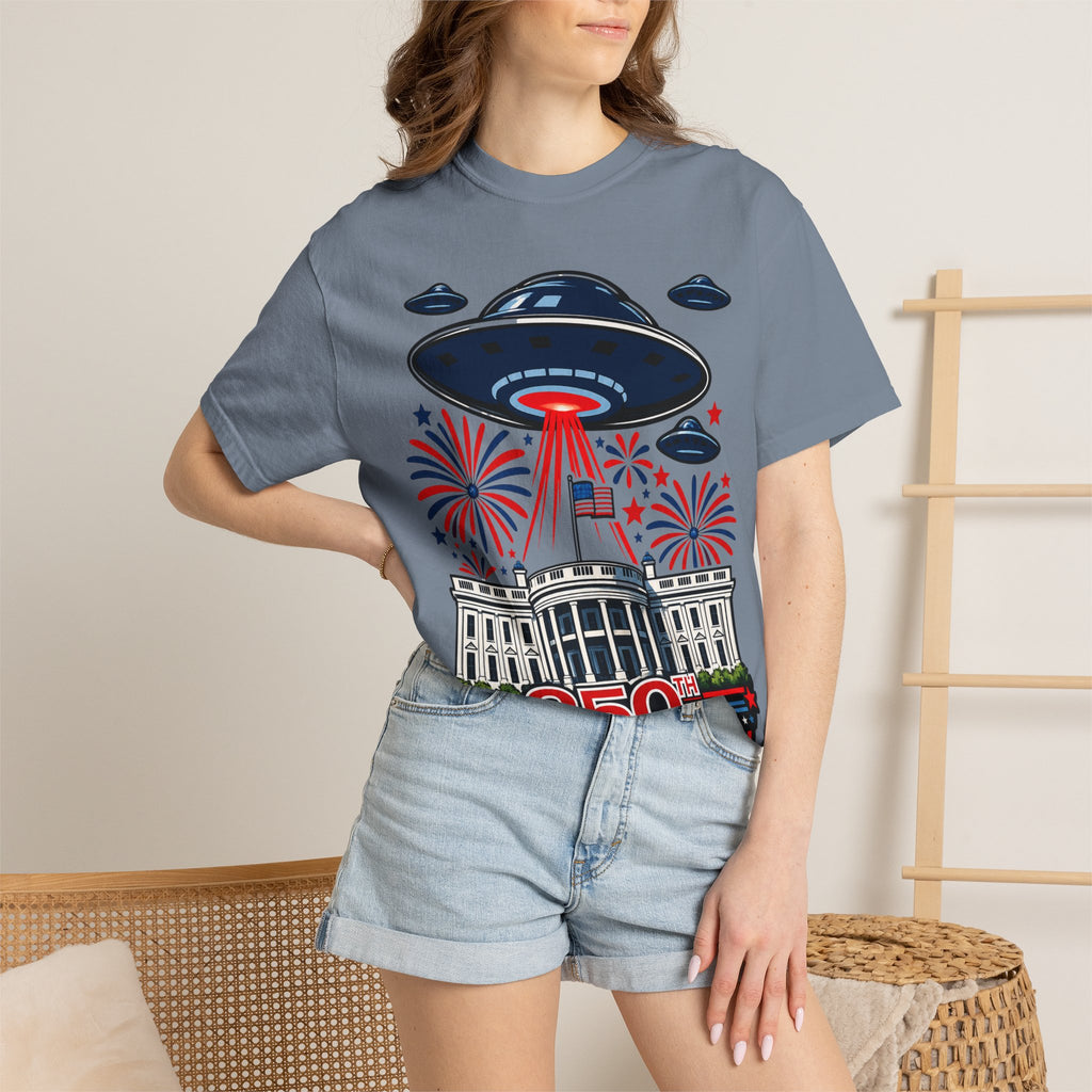 UFO July 4th Shirt, Funny Independence Day Tee, Alien Fireworks T-Shirt, Patriotic UFO Shirt, 4th of July Graphic Tee