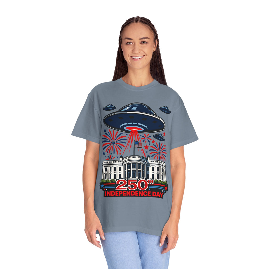 UFO July 4th Shirt, Funny Independence Day Tee, Alien Fireworks T-Shirt, Patriotic UFO Shirt, 4th of July Graphic Tee