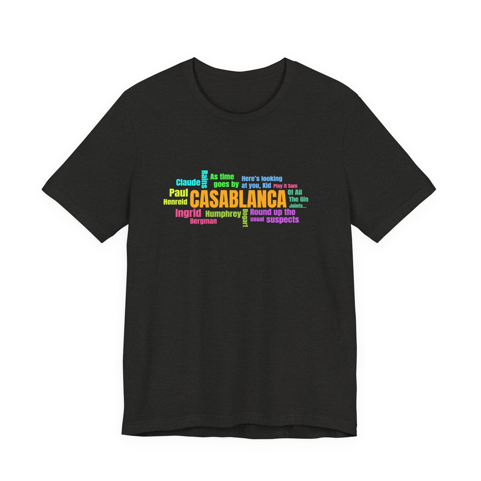 Casablanca Movie T-Shirt, Movie Word Cloud T-Shirt, Classic Film Fan Gift