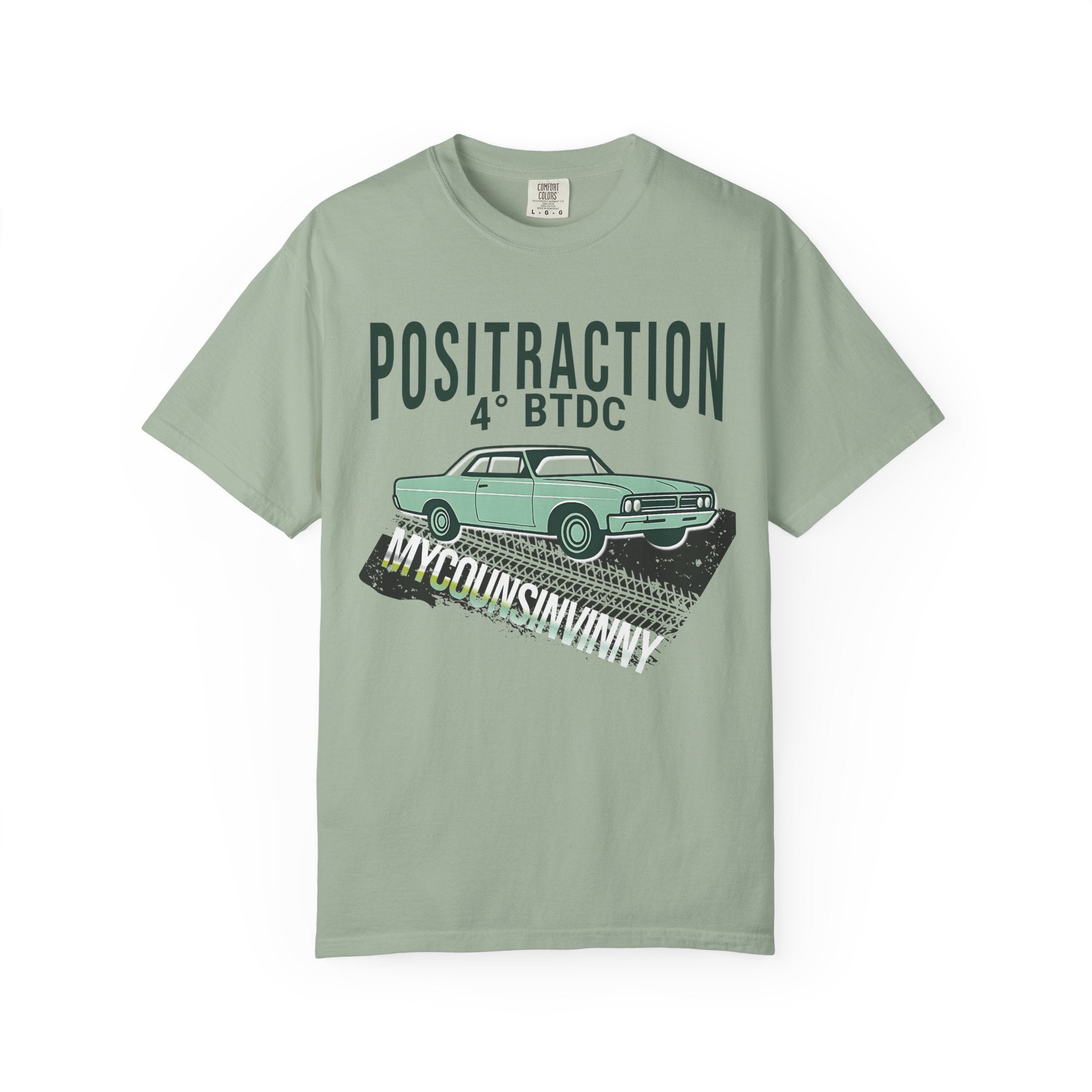 Positraction 4 BTDC Vintage Car T-shirt | Classic Muscle Car Tire Track Design