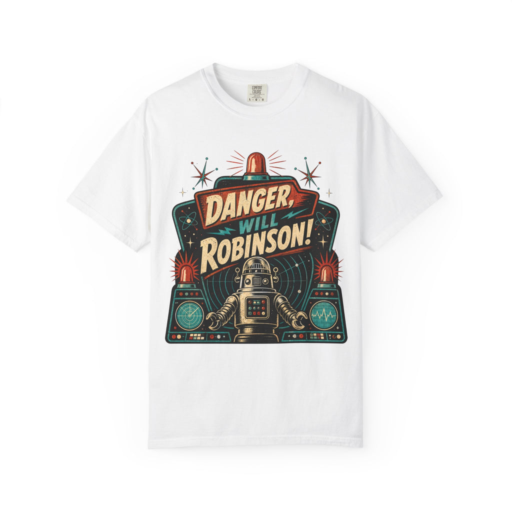Retro Space Robot Warning Shirt, Funny Sci Fi Danger Tee, Vintage Space Explorer Graphic T-Shirt, Robot Fan Gift