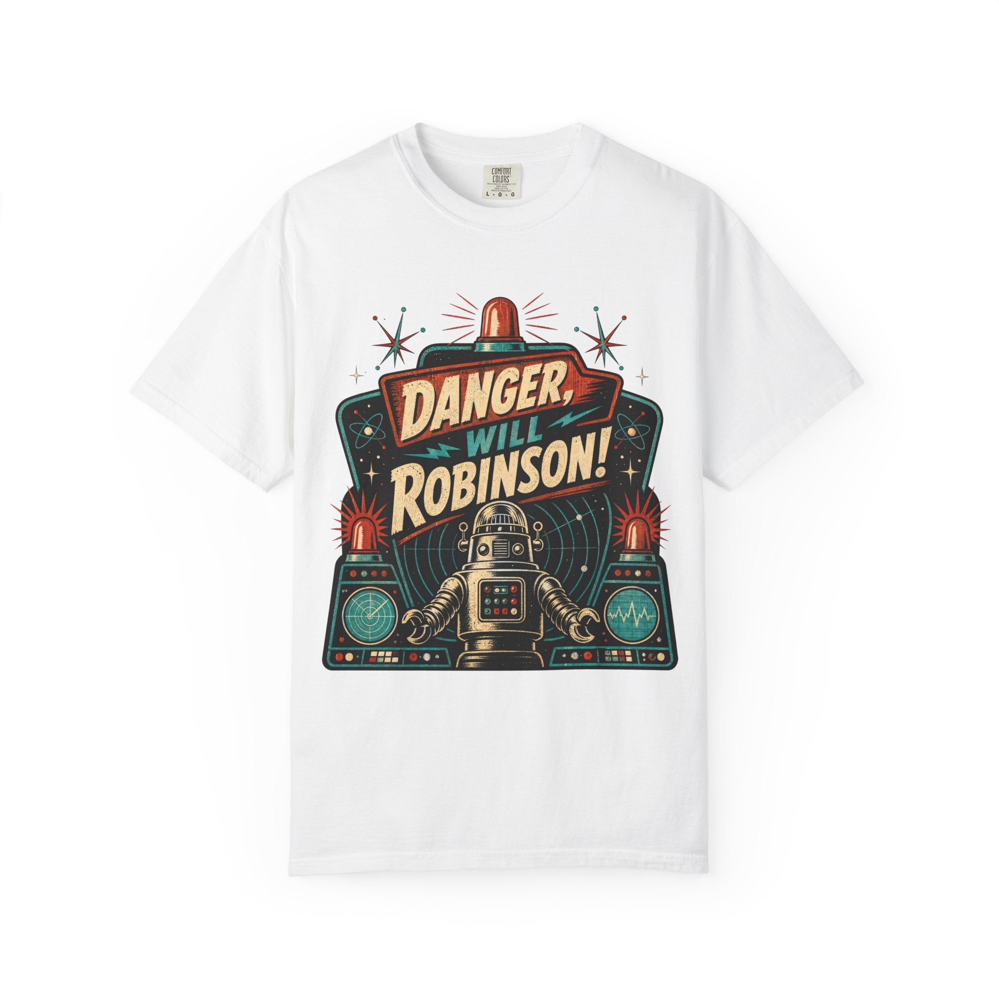 Retro Space Robot Warning Shirt, Funny Sci Fi Danger Tee, Vintage Space Explorer Graphic T-Shirt, Robot Fan Gift
