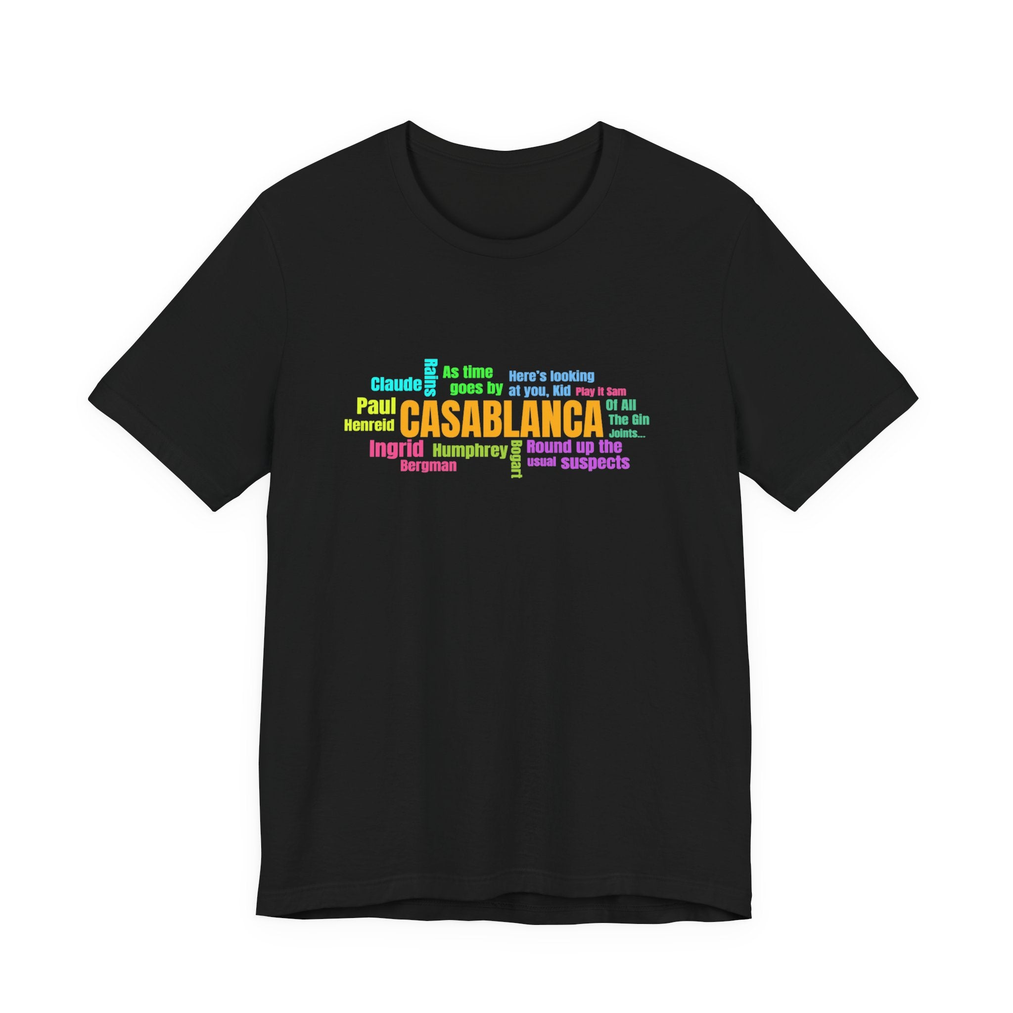 Casablanca Movie T-Shirt, Movie Word Cloud T-Shirt, Classic Film Fan Gift
