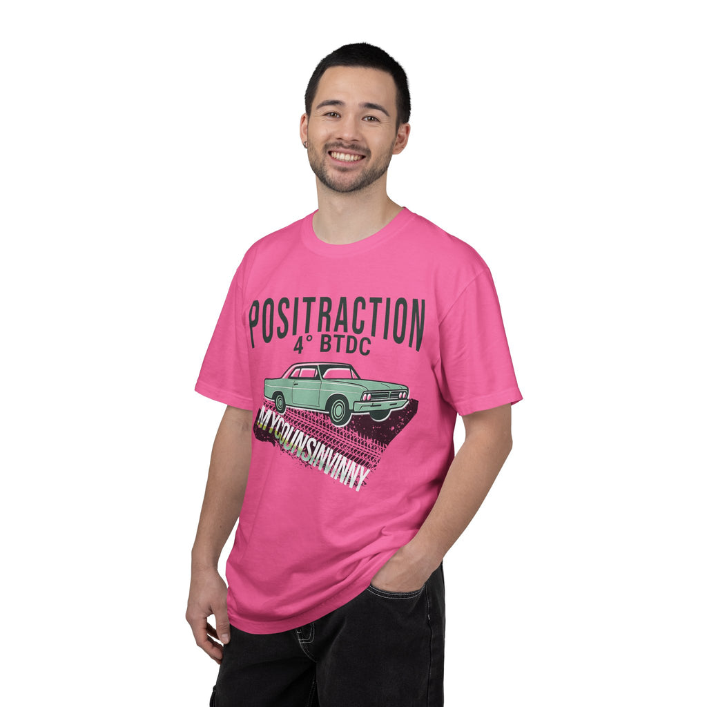Positraction 4 BTDC Vintage Car T-shirt | Classic Muscle Car Tire Track Design