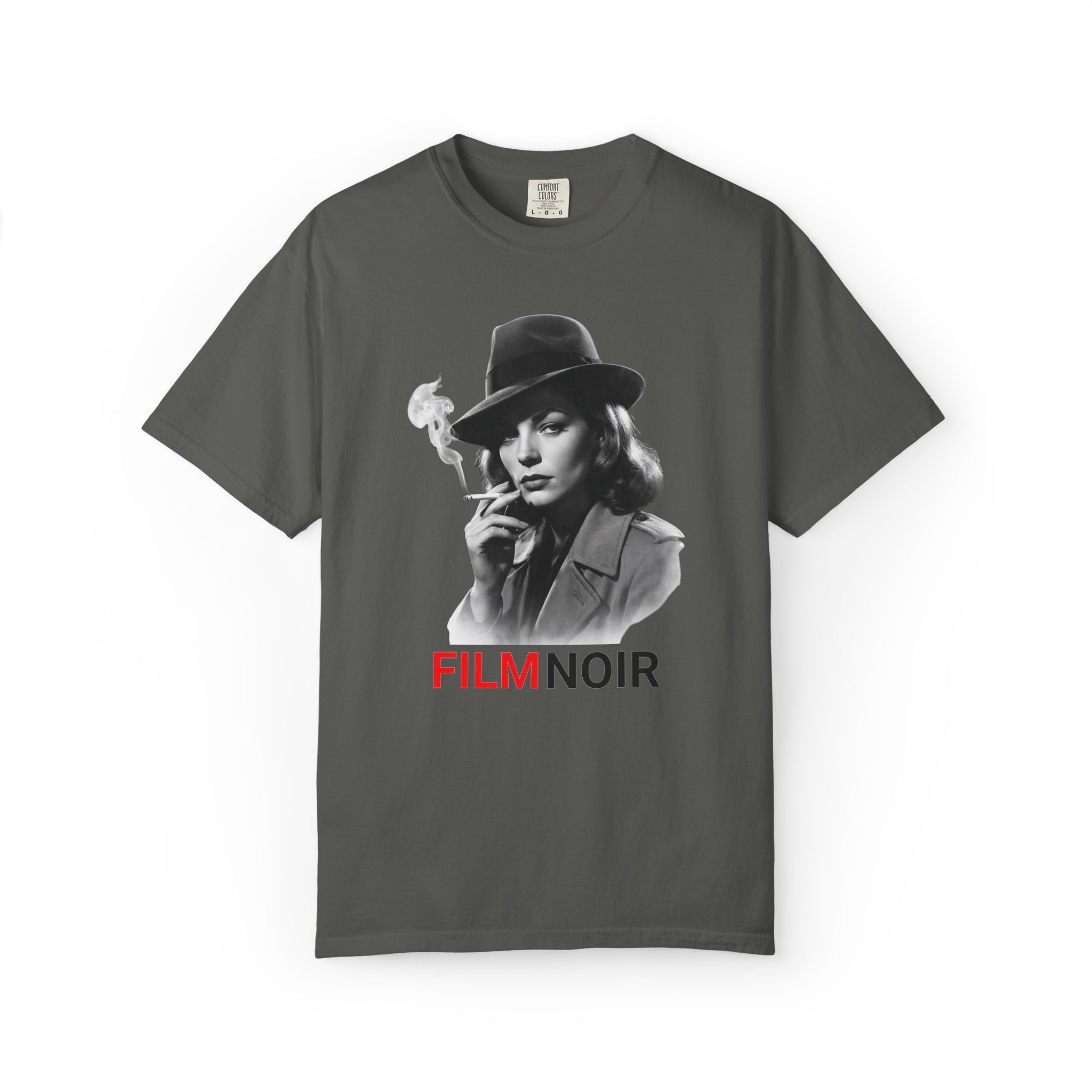 Film Noir Graphic Tee, Vintage Noir Style Shirt, Classic Cinema Aesthetic, Moody Black  Red Film Lover T-Shirt