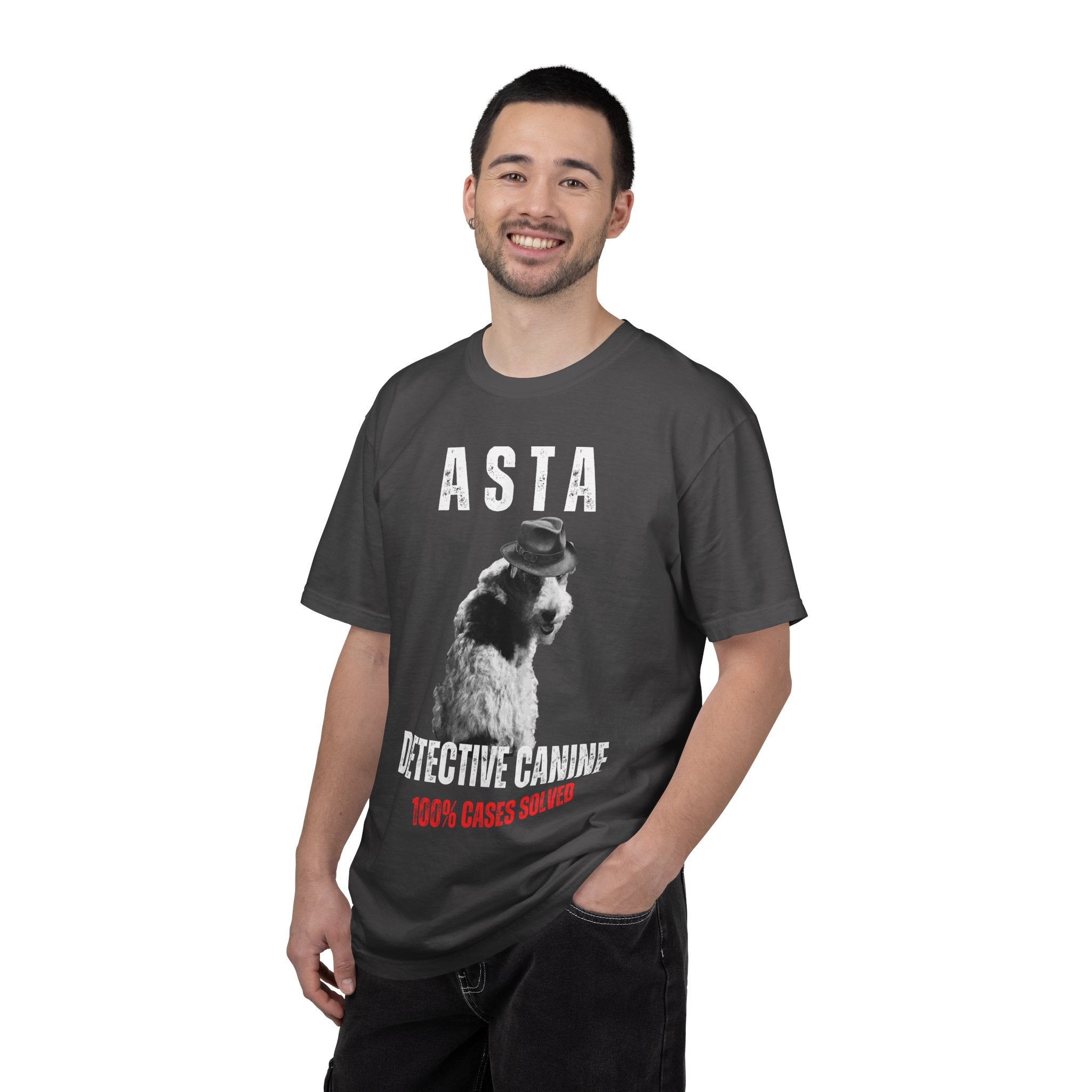 Asta Detective Canine Tee, Funny Dog Shirt, Pet Lover Gift, Canine Comedy Tee, Dog Detective T-Shirt, Unisex Short Sleeve Tee