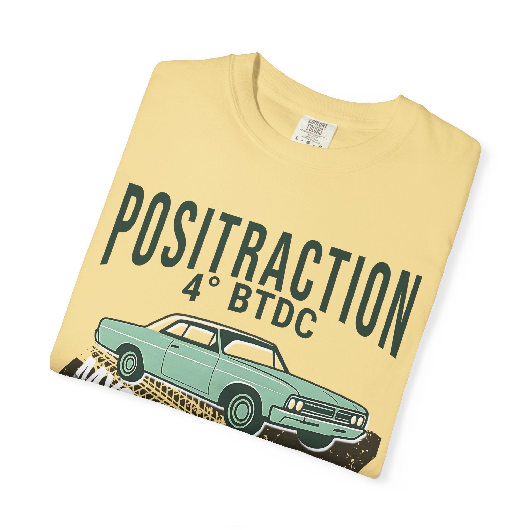Positraction 4 BTDC Vintage Car T-shirt | Classic Muscle Car Tire Track Design