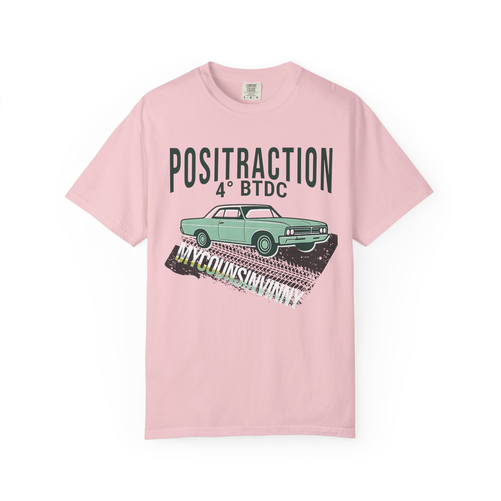 Positraction 4 BTDC Vintage Car T-shirt | Classic Muscle Car Tire Track Design