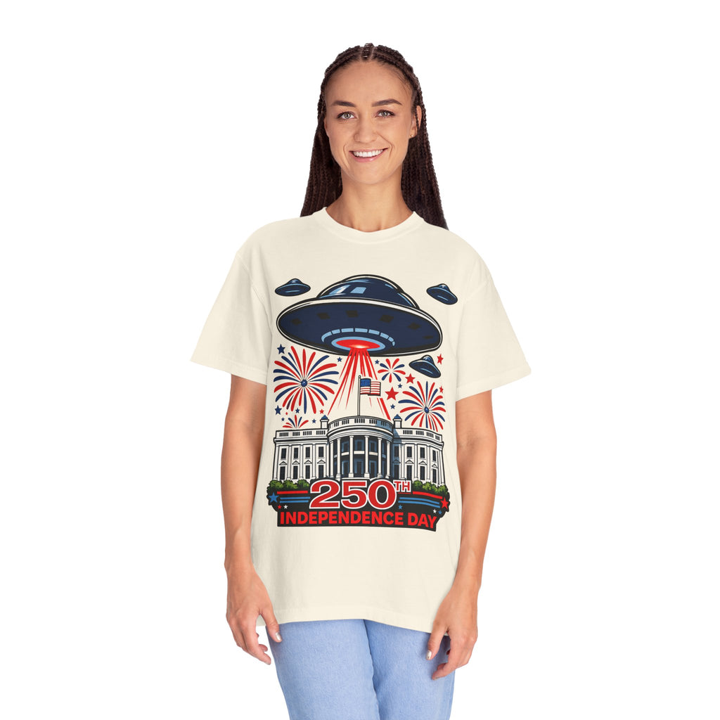 UFO July 4th Shirt, Funny Independence Day Tee, Alien Fireworks T-Shirt, Patriotic UFO Shirt, 4th of July Graphic Tee