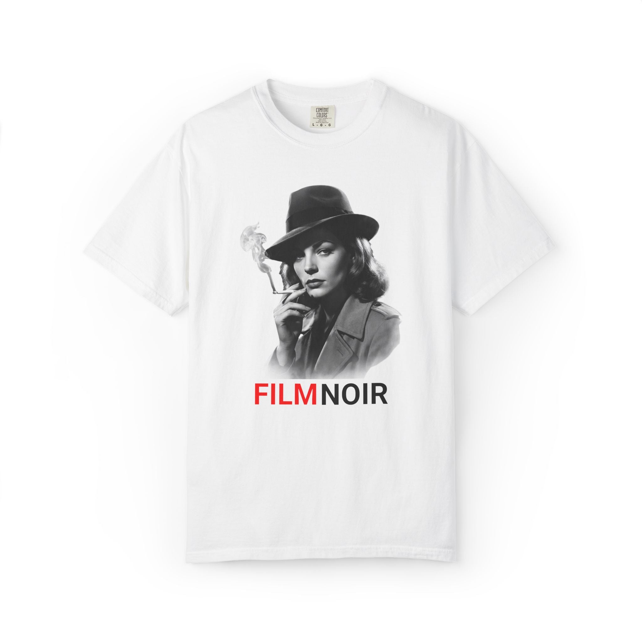Film Noir Graphic Tee, Vintage Noir Style Shirt, Classic Cinema Aesthetic, Moody Black  Red Film Lover T-Shirt