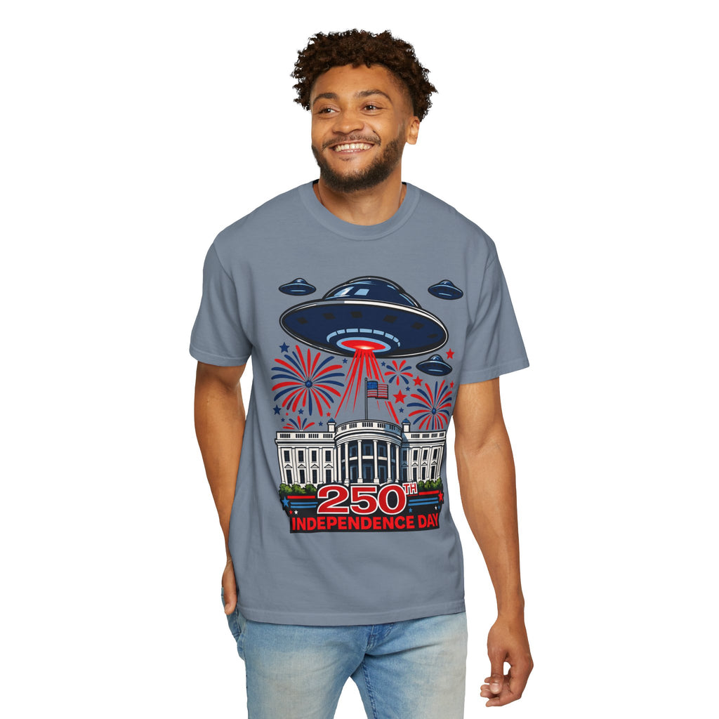 UFO July 4th Shirt, Funny Independence Day Tee, Alien Fireworks T-Shirt, Patriotic UFO Shirt, 4th of July Graphic Tee