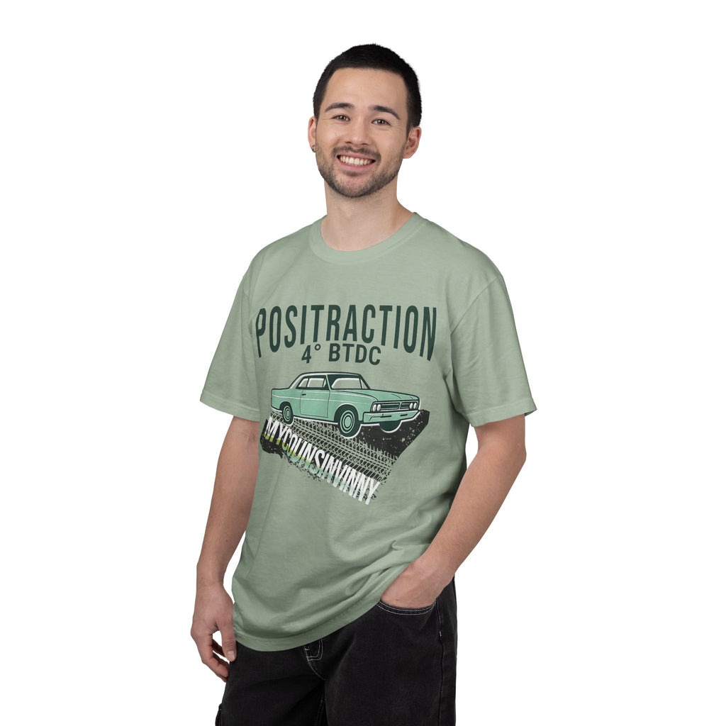 Positraction 4 BTDC Vintage Car T-shirt | Classic Muscle Car Tire Track Design