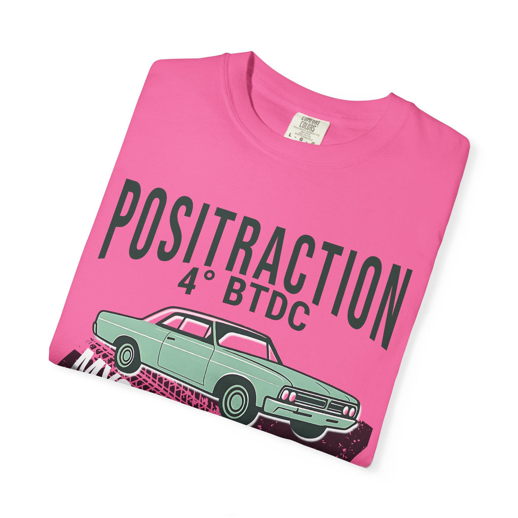 Positraction 4 BTDC Vintage Car T-shirt | Classic Muscle Car Tire Track Design