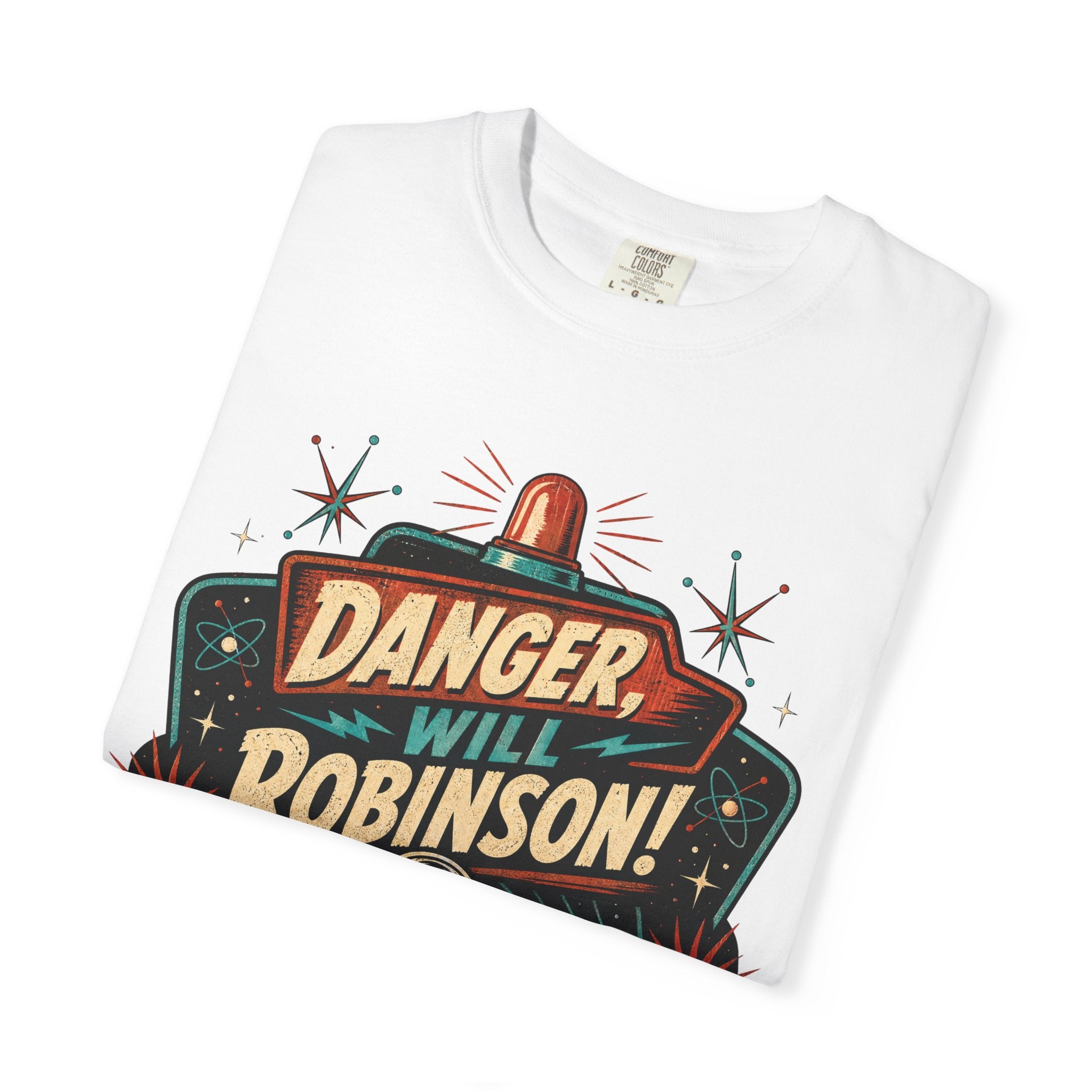Retro Space Robot Warning Shirt, Funny Sci Fi Danger Tee, Vintage Space Explorer Graphic T-Shirt, Robot Fan Gift