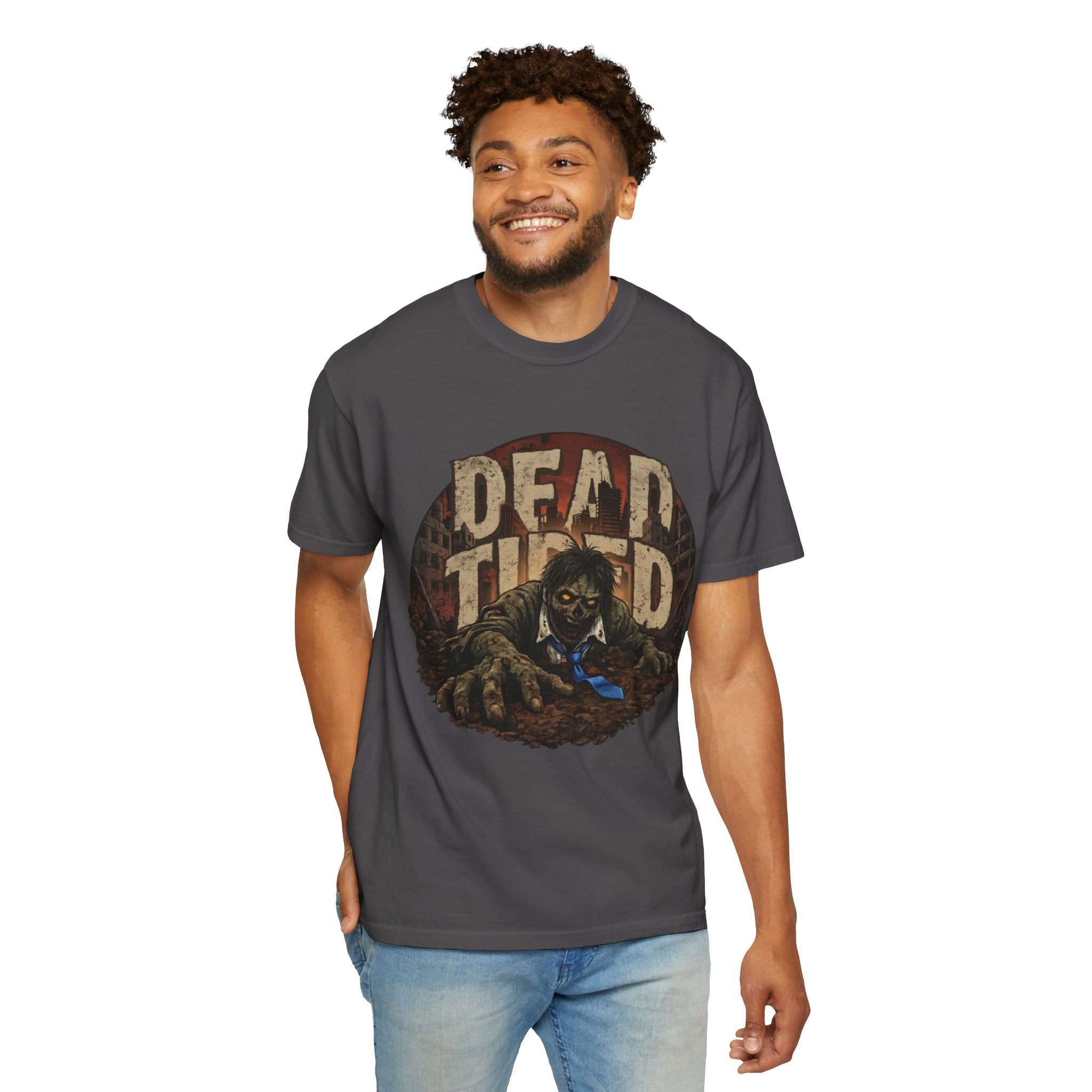 Dead Tired Funny Zombie T-Shirt, Horror Work Burnout Graphic Tee