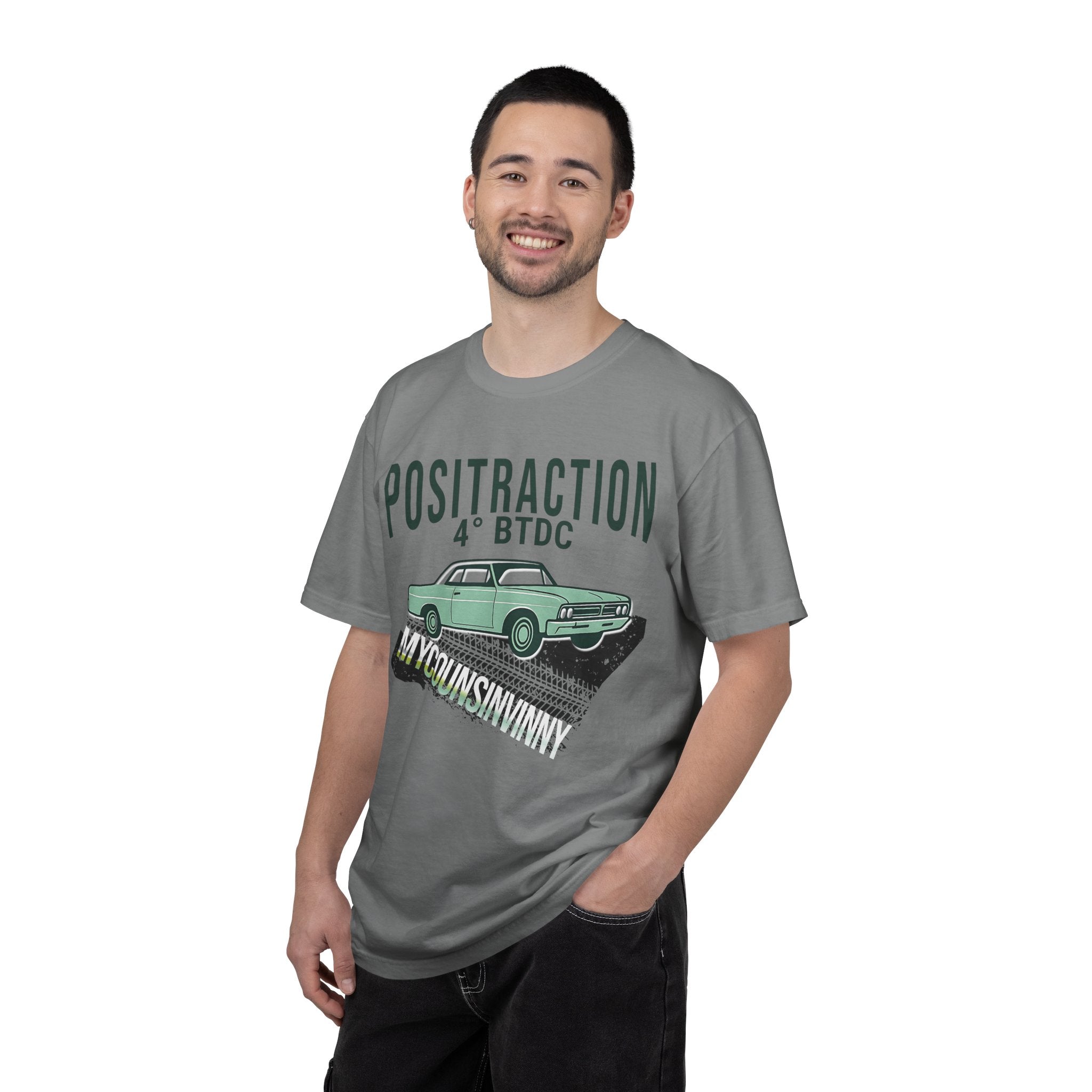 Positraction 4 BTDC Vintage Car T-shirt | Classic Muscle Car Tire Track Design