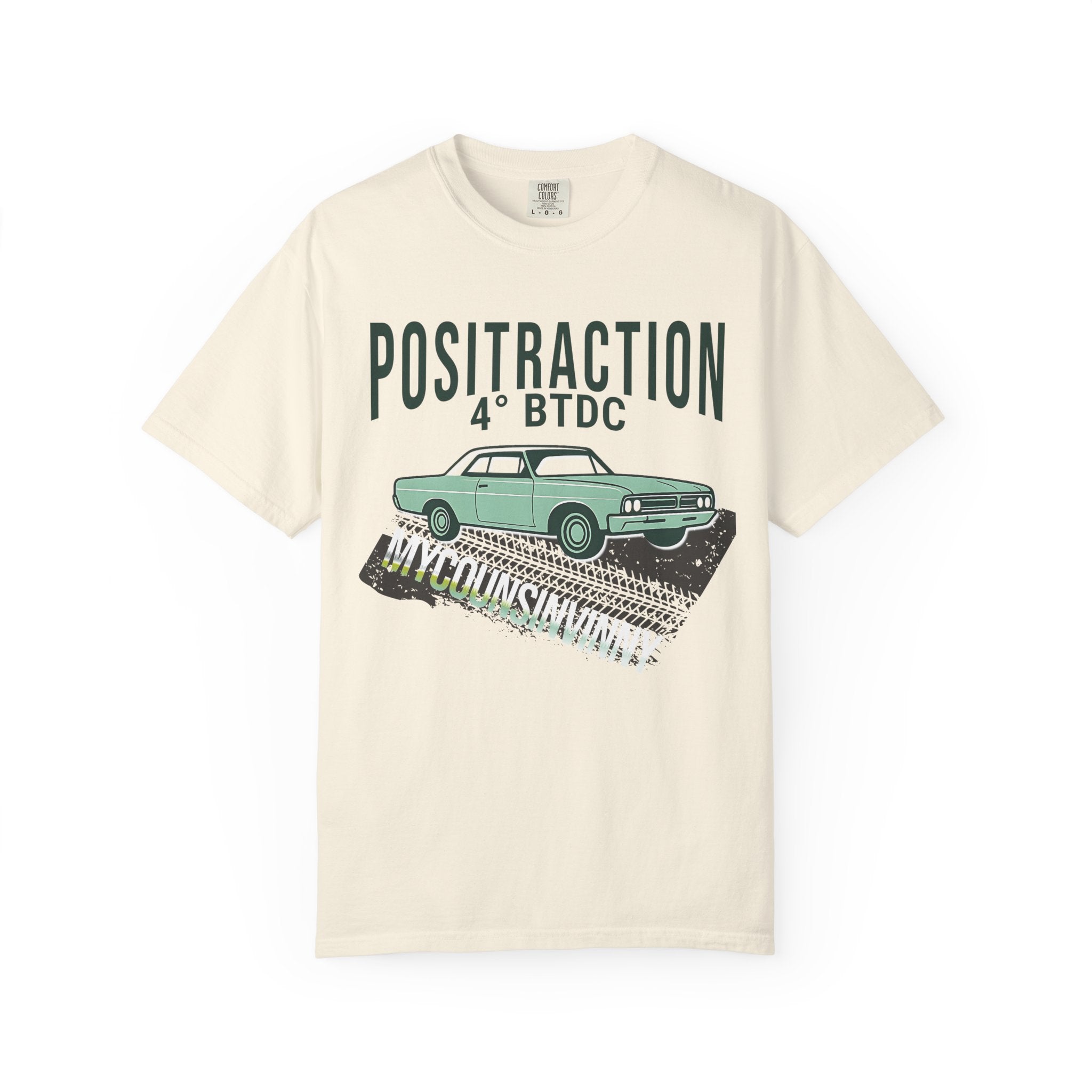 Positraction 4 BTDC Vintage Car T-shirt | Classic Muscle Car Tire Track Design