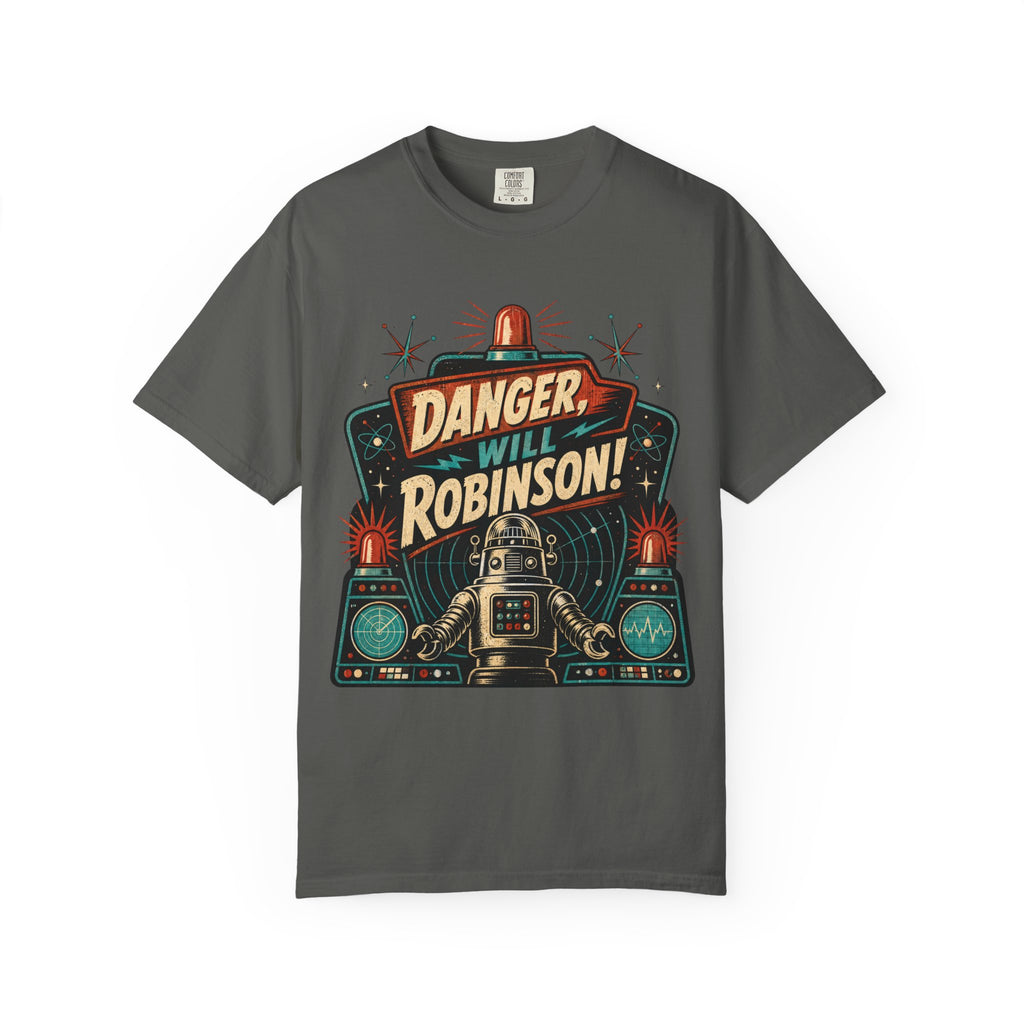 Retro Space Robot Warning Shirt, Funny Sci Fi Danger Tee, Vintage Space Explorer Graphic T-Shirt, Robot Fan Gift