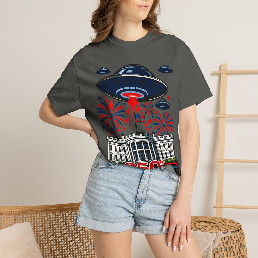 UFO July 4th Shirt, Funny Independence Day Tee, Alien Fireworks T-Shirt, Patriotic UFO Shirt, 4th of July Graphic Tee